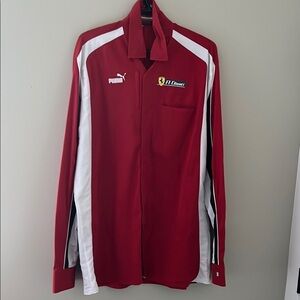 Puma Ferrari F1 Client Red Button Front Shirt Mens Large